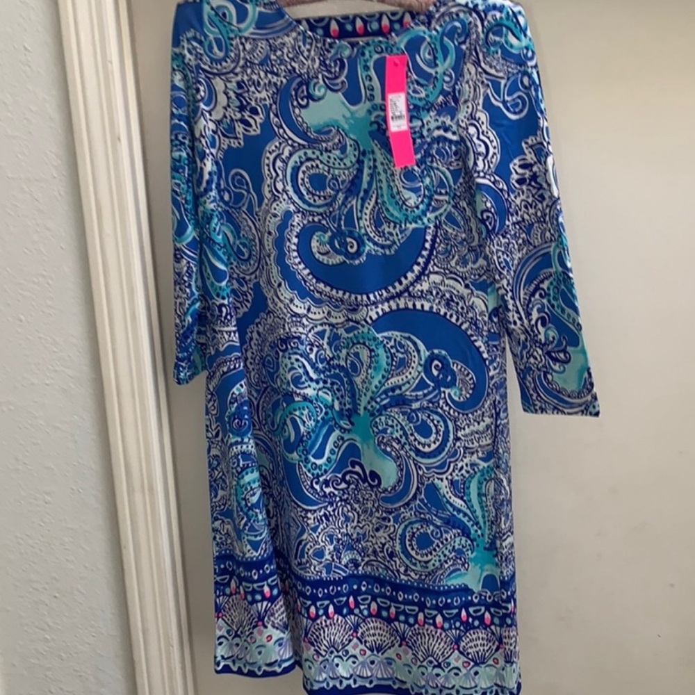 Elegant Blue Paisley Dress
